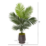 46” Kentia Artificial Palm Tree in Ribbed Metal Planter