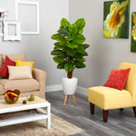 60” Large Leaf Philodendron Artificial Plant in White Planter with Stand (Real Touch)