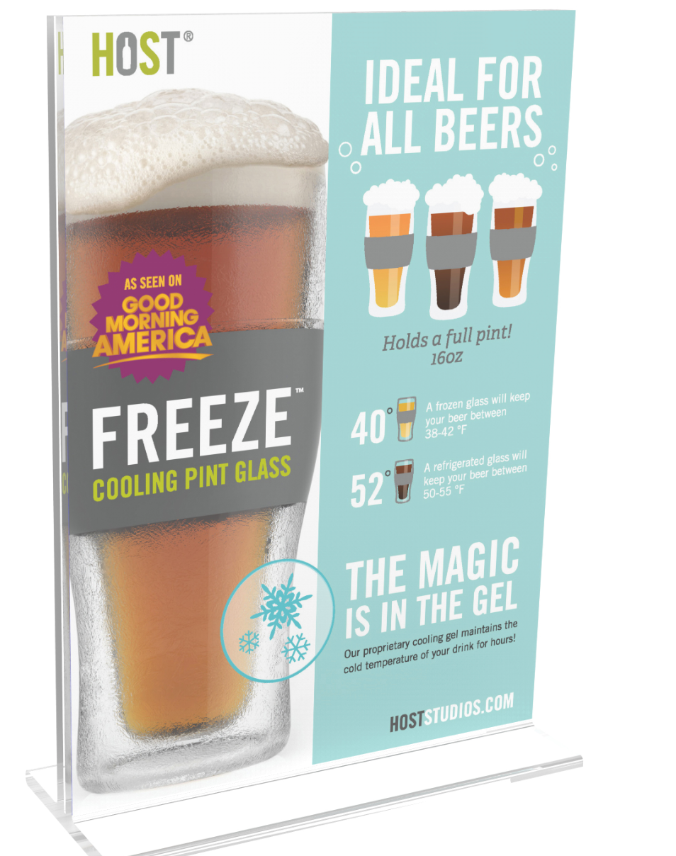 Host FREEZE Beer Glasses, Frozen Beer Mugs, Freezable Pint Glass