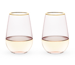 Ensemble de verres à vin sans pied en cristal rose par Twine®