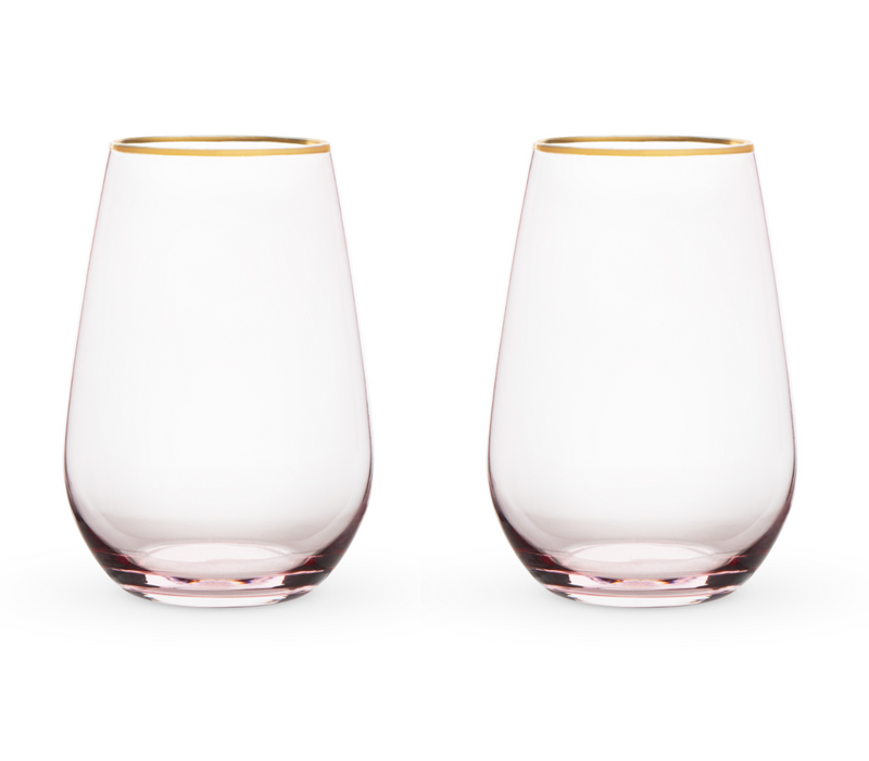 Ensemble de verres à vin sans pied en cristal rose par Twine®