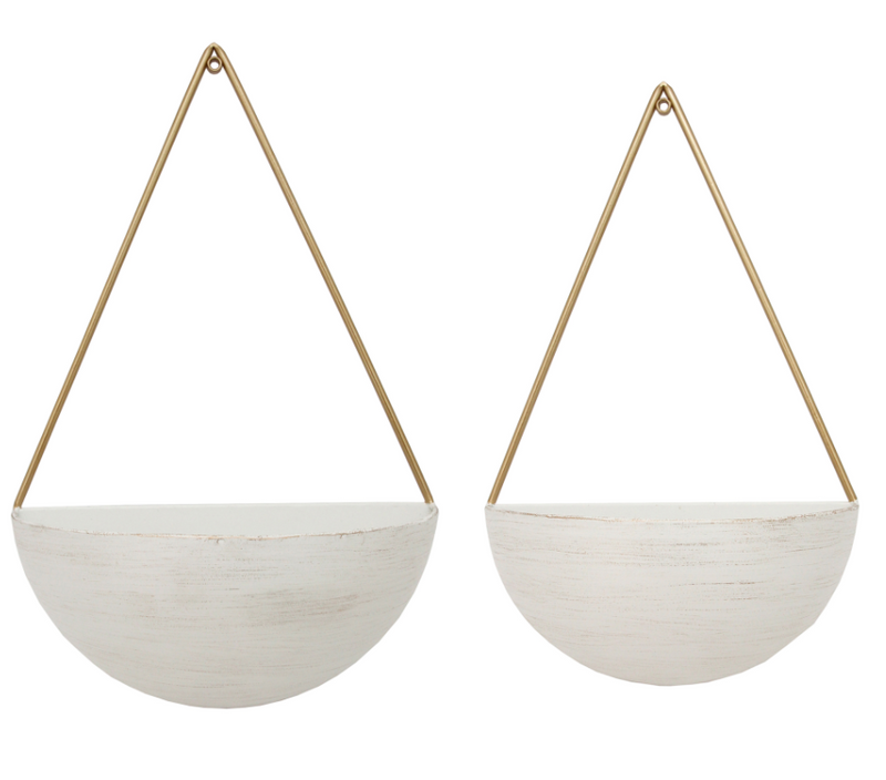 Metal Half Moon Wall Planters Collection - White, Black (set of 2)
