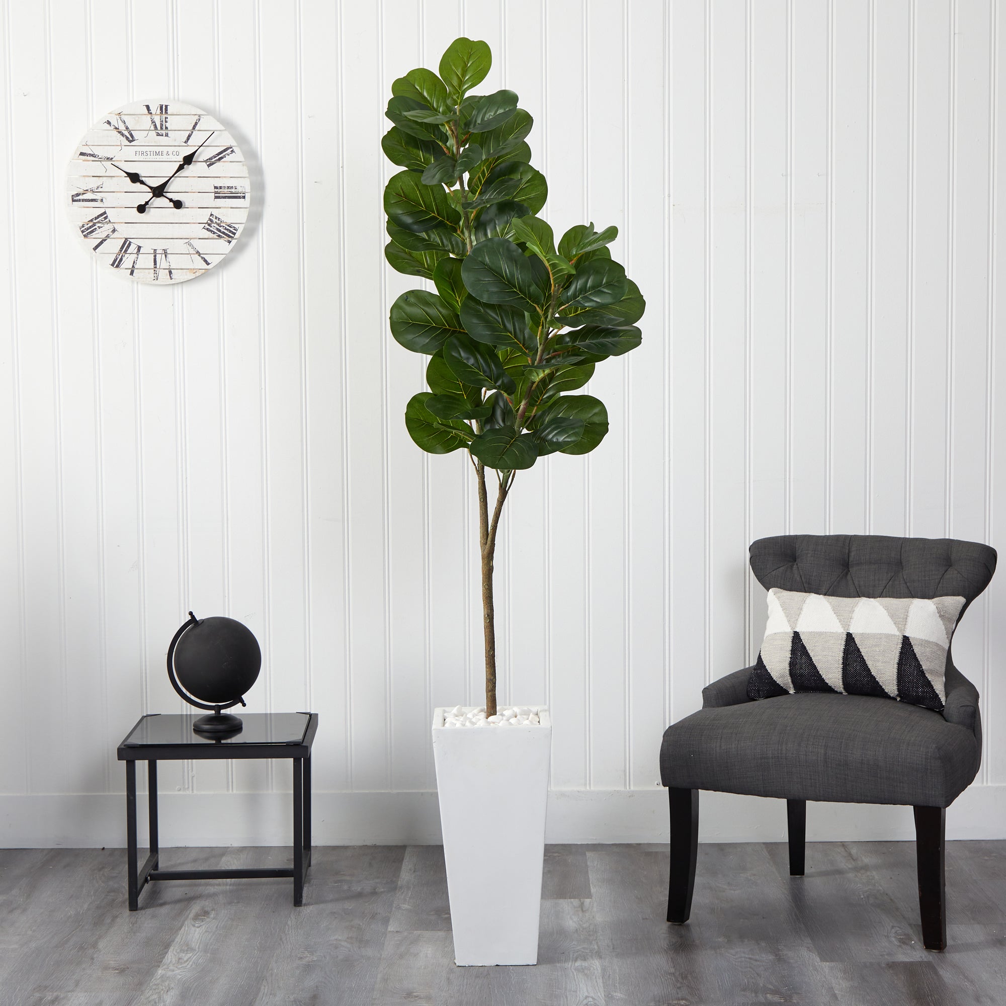 6’ Fiddle leaf Fig Artificial Tree in Tall White Planter - Decor Addict, LLC