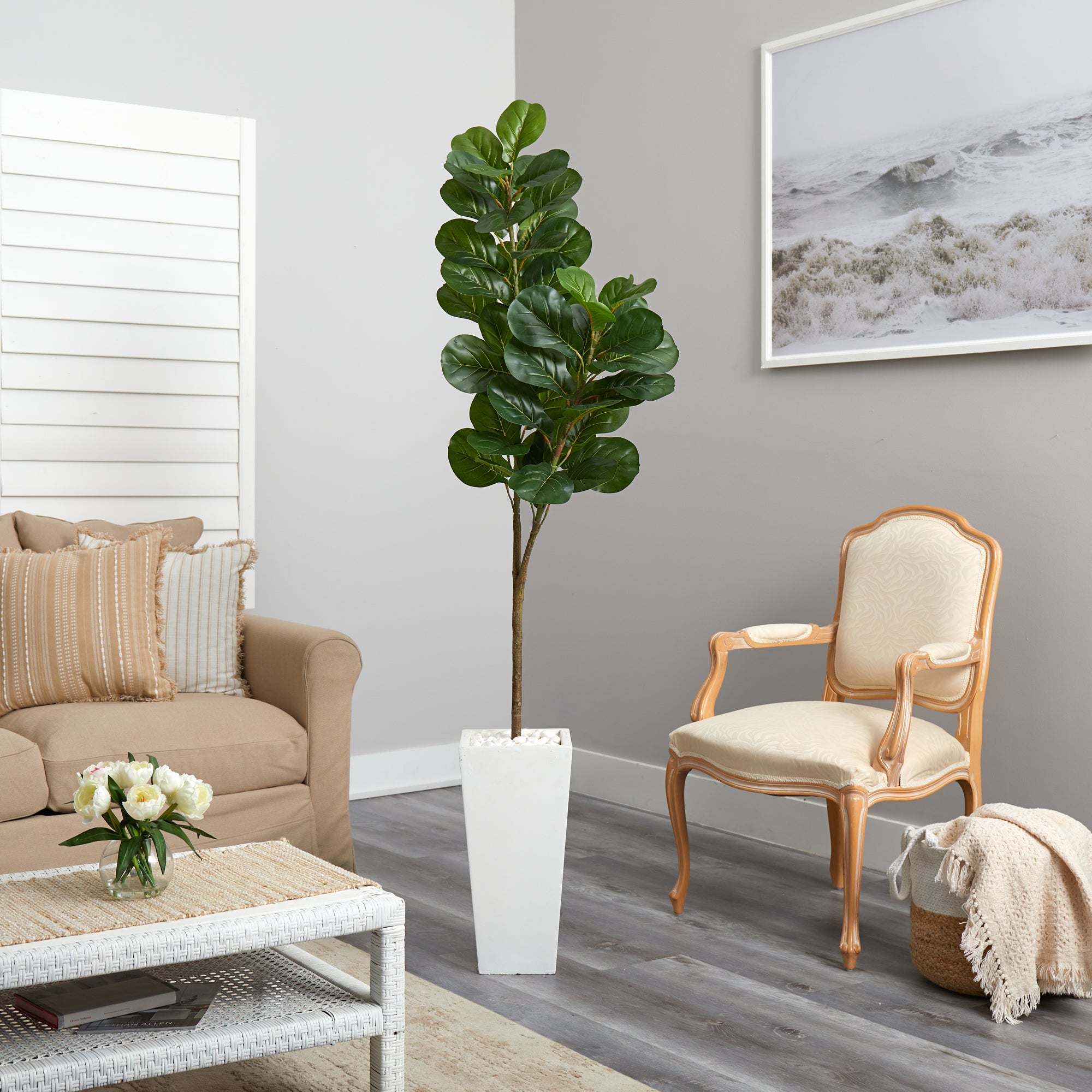 6’ Fiddle leaf Fig Artificial Tree in Tall White Planter - Decor Addict, LLC