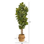 6’ Oak Artificial Tree in Handmade Natural Jute Planter with Tassels UV Resistant (Indoor/Outdoor)