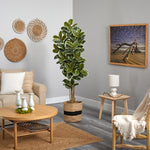 6’ Oak Artificial Tree in Handmade Natural Cotton Planter UV Resistant (Indoor/Outdoor)