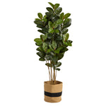 5.5’ Oak Artificial Tree in Handmade Natural Cotton Planter UV Resistant (Indoor/Outdoor)
