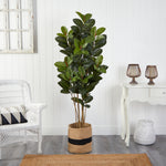 5.5’ Oak Artificial Tree in Handmade Natural Cotton Planter UV Resistant (Indoor/Outdoor)