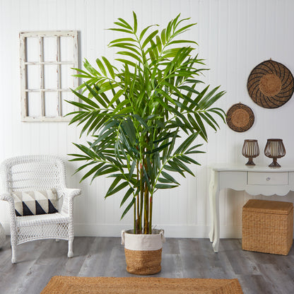 8’ King Palm Artificial Tree with 12 Bendable Branches in Handmade Natural Jute and Cotton Planter - Decor Addict, LLC