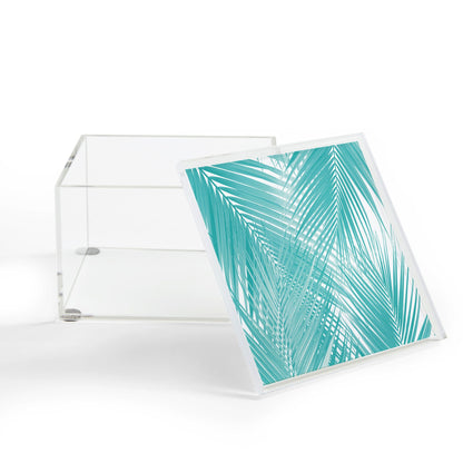 Anitas Bellas Artwork Soft Turquoise Palm Leaves Dream Acrylic Storage - Decor Addict, LLC