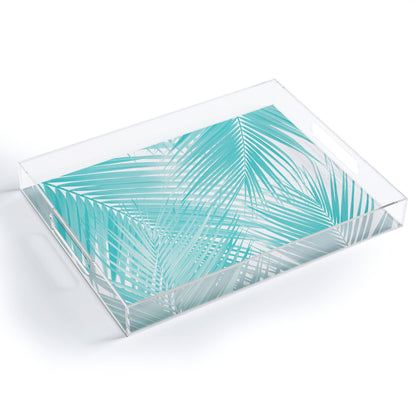 Anitas Bellas Artwork Soft Turquoise Palm Leaves Dream Acrylic Storage - Decor Addict, LLC