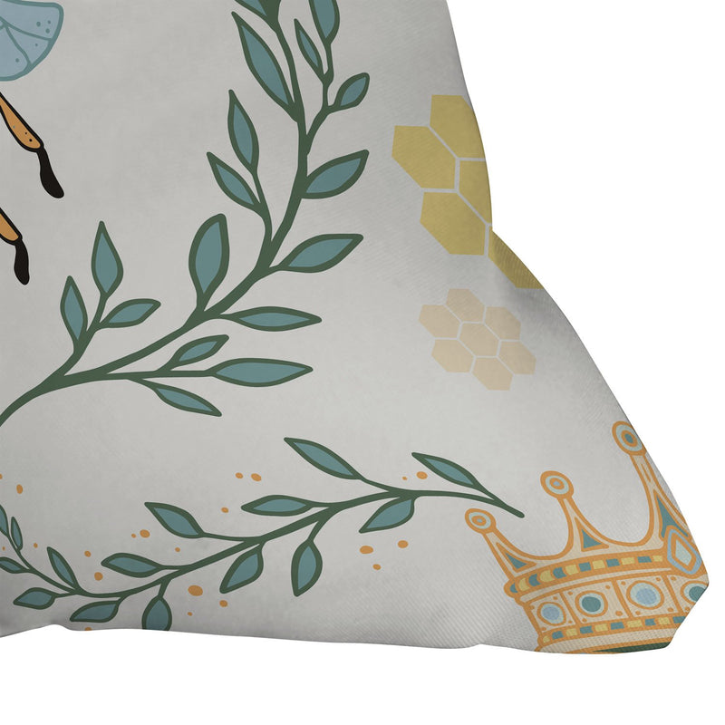 Avenie Queen Bee With Crown Throw Pillow