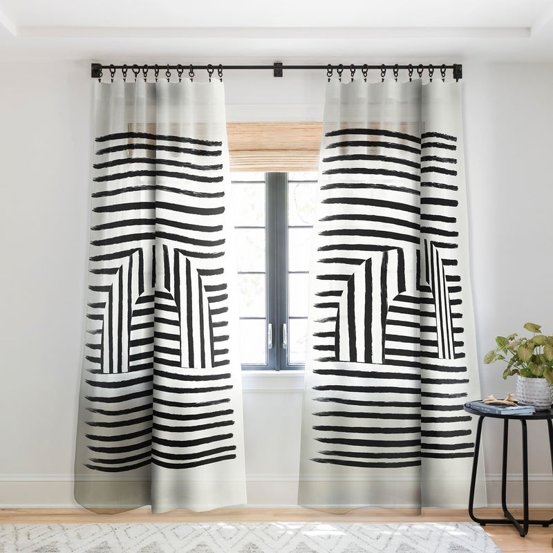 Bohomadic Studio Minimal Series Black Striped Arch Window Treatment