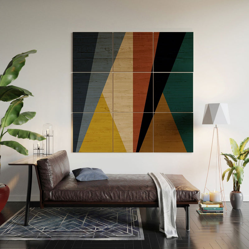 Arte de pared en negrita con triángulos geométricos de poemas de color
