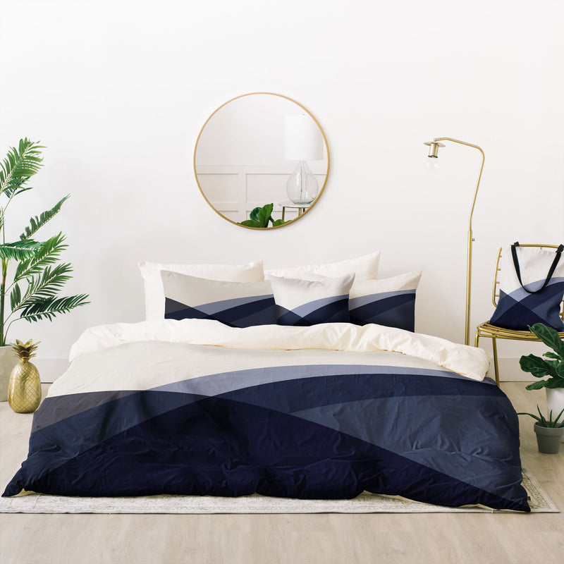 Colour Poems Minimal Waves Blue Bedding Collection