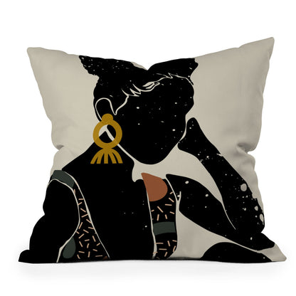 Domonique Brown Black Hair No 6 Throw Pillow - Decor Addict, LLC