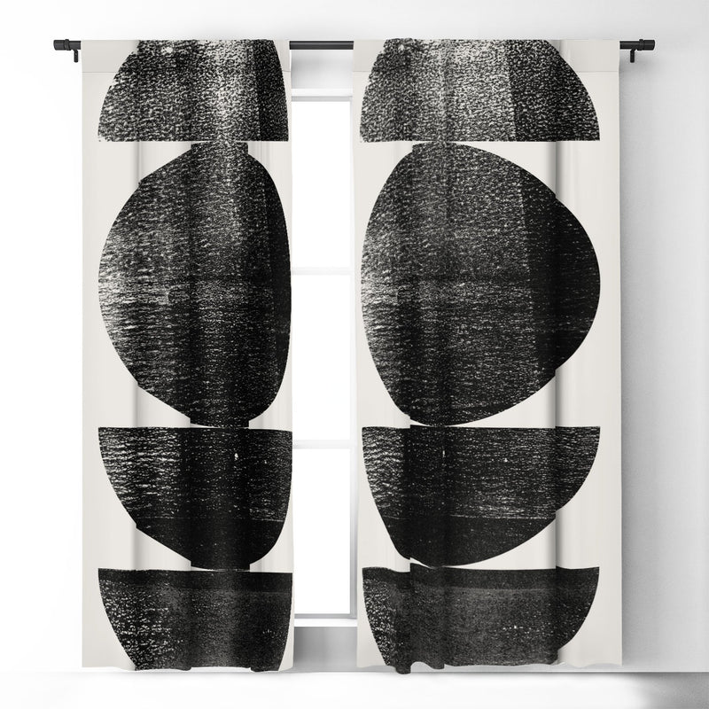 Galleryj9 Traitement de fenêtre cercles modernes du milieu du siècle noir et blanc
