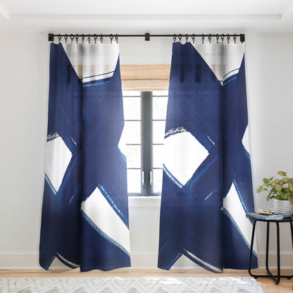 Kris Kivu Indigo Abstract Brush Strokes 3 Window Treatment - Decor Addict, LLC