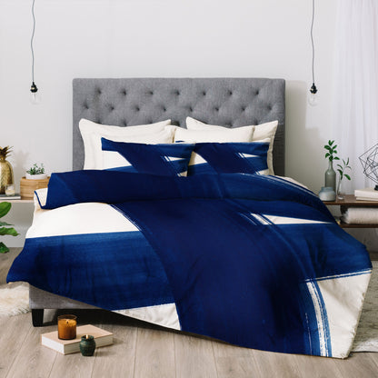 Kris Kivu Indigo Abstract Brush Strokes 4 Bedding Collection - Decor Addict, LLC