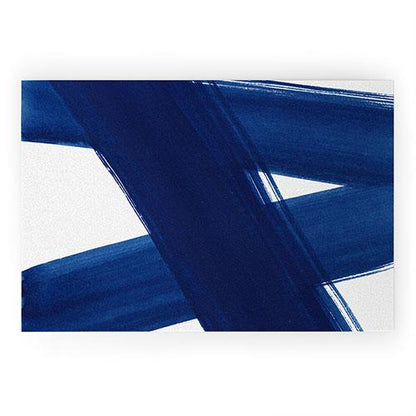 Kris Kivu Indigo Abstract Brush Strokes 4 Welcome Mat Collection - Decor Addict, LLC
