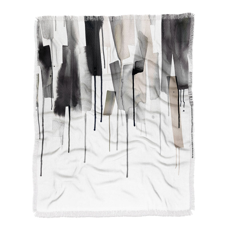 Ninola Design Watery Stripes Border Black Throw Blanket