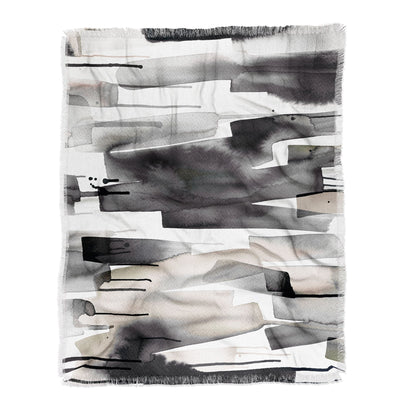 Ninola Design Watery Stripes Japandi Black Throw Blanket - Decor Addict, LLC