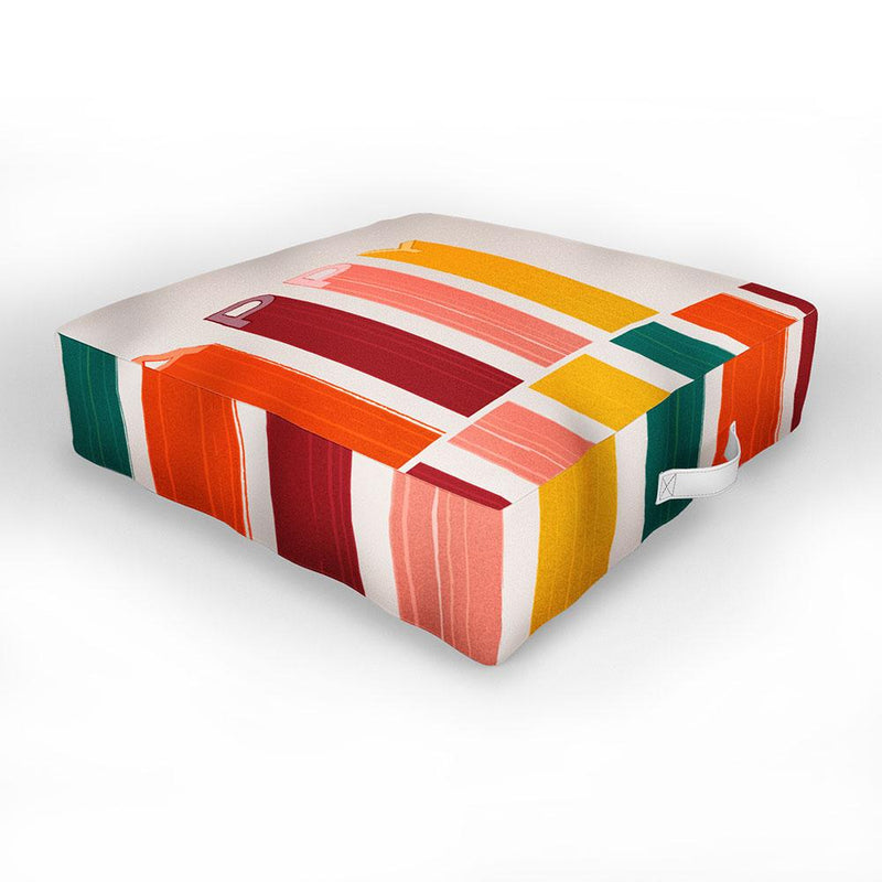 Showmemars Happy Letters In Retro Colors Floor Pillow Collection