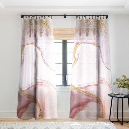 Utart Blush Pink And Gold Alcohol Ink Marble Window Treatment - Decor Addict, LLC