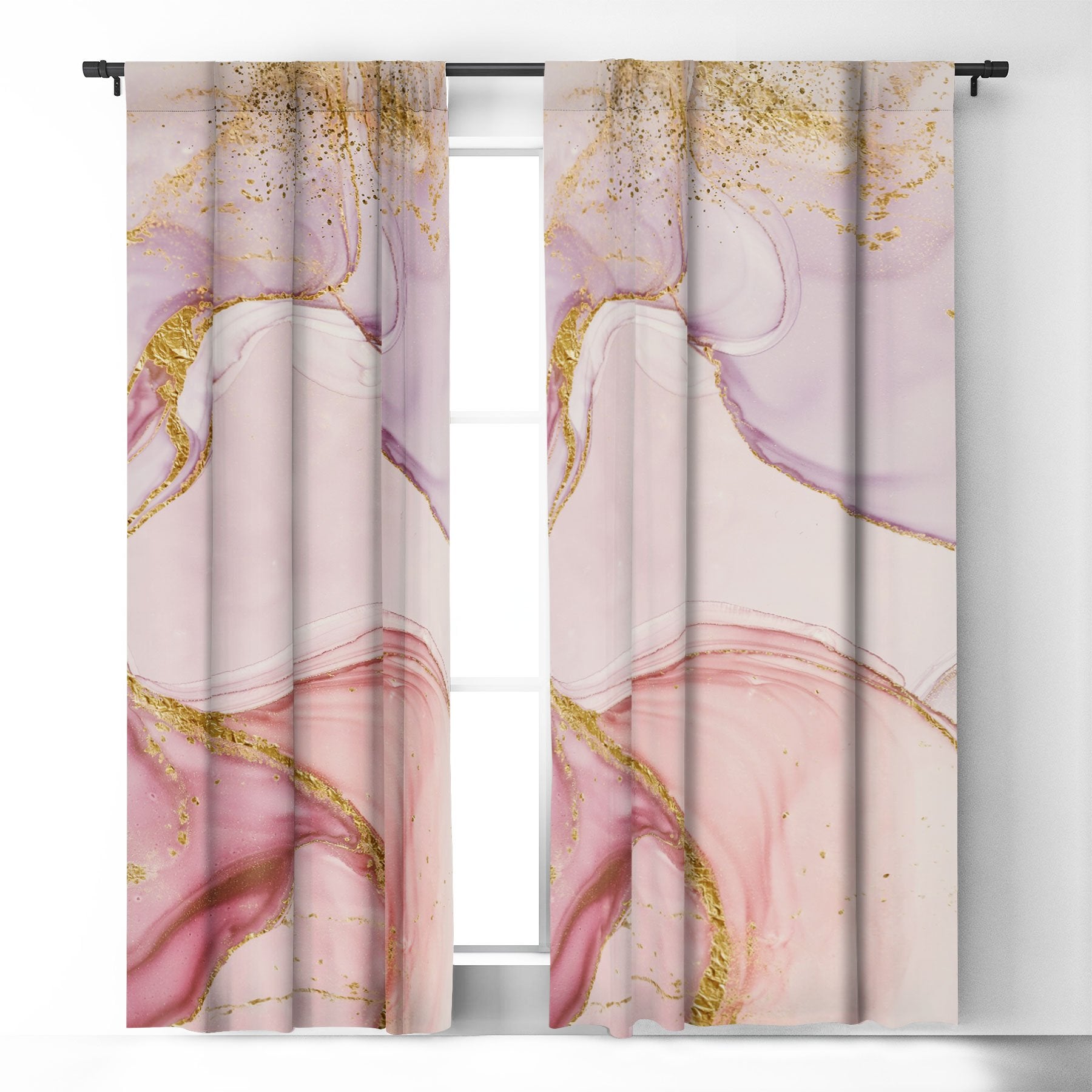 Utart Blush Pink And Gold Alcohol Ink Marble Window Treatment - Decor Addict, LLC
